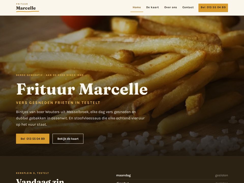 Startpagina van demo-site Frituur Marcelle